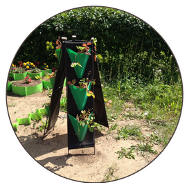 Vertikālā dobe ar puķēm